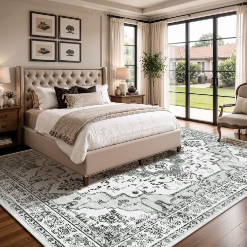 Arenarug 8x10 Washable Area Rug for Living Room, Light Grey - color: Light Grey, size: 8' x 10' (Rectangular)