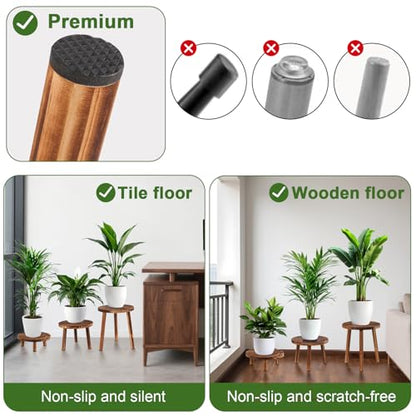 3 Pack Wooden Plant Stand Indoor, Mid-Century Modern Stool
