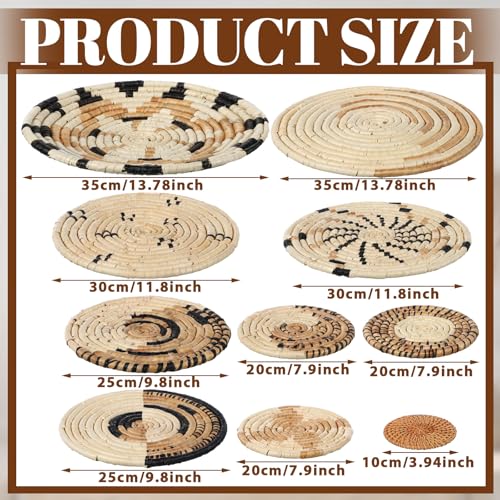 Tatuo 11 Pcs Boho Wall Basket Decor Woven Wall Hanging Art, Artistic - style: Artistic