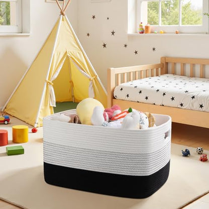 OIAHOMY Blanket Basket Laundry Basket Dog Toy Basket 75L Gradient Black - color: Gradient Black, size: 22”x17”x12”