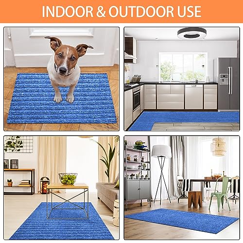 Nuanchu Large Semi Finished Outdoor Mat 16 x 79 Inch, Blue, 1 Roll - color: Blue