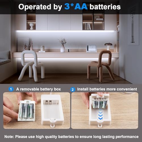 2 Pack 6.6Ft COB LED Strip Lights Battery Powered for Cabinet (Cool White) - color: COB Cool White