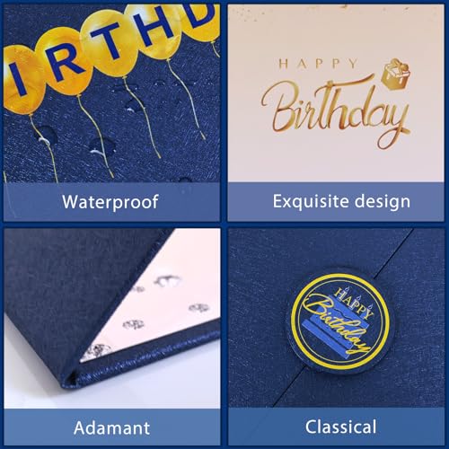 Crenics Blue and Gold Birthday Guest Signature Book Alternative 18" x 12" - color: Blue and Gold