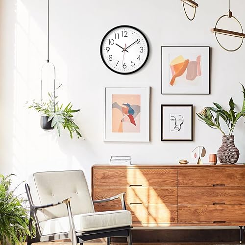 Lumuasky Wall Clock Silent Non-Ticking 12 Inch Quartz Battery Operated Round Analog Wall Clock with Easy to Read Large Numbers for Classroom,School, Office, Living Room, Bedroom,Kitchen - color: Red Second, size: 12 Inch