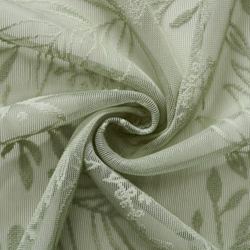 Kotile Sage Green Sheer Curtains 84 Inches Long, Boho Lace Window Panels - color: Sage Green, size: 52"W x 84"L (Pack of 2)