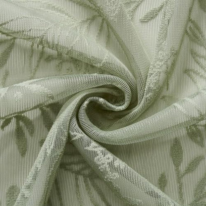 Kotile Sage Green Sheer Curtains 84 Inches Long, Boho Lace Window Panels - color: Sage Green, size: 52"W x 84"L (Pack of 2)