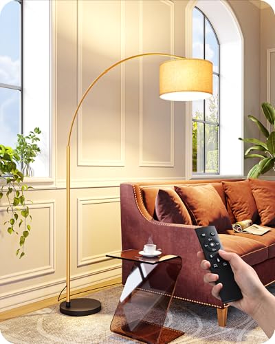 EDISHINE 78.3" Gold Arched Floor Lamp with Remote, Modern Standing Lamp - style: Modern-Gold