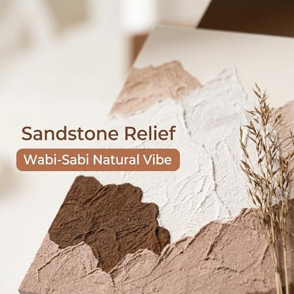 AMAATE 3D Textured Earth Tone Mountain Landscape Sandstone Framed Wall Art - color: snow mountain