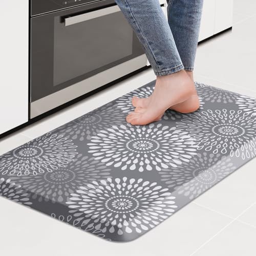 Kitchen Mat Water-Resistant Kitchen Rugs Cushioned Anti-Fatigue Floor Mat - color: Grey, size: 28"L x 17.3"W x 0.5"Th
