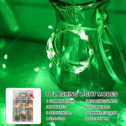 Green Fairy Lights Battery Operated (Included), 8 Modes & Auto timer, 16FT 50Led Mini Twinkle Silver Wire Firefly Starry lights,Waterproof Battery Operated Lights for Bedroom Christmas Wedding - color: Green, size: 1 Pack - Batteries Included