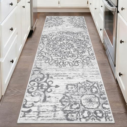 HEBE Hallway Runner Rug 2'x6', Washable Non Slip Kitchen Rug Runner - color: Grey, size: 2' x 6' (Rectangular)