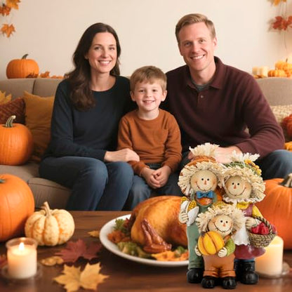 Hodao Fall Scarecrow Family Figurine, Autumn Harvest Thanksgiving Decor - color: Scarecrow Family Figurines