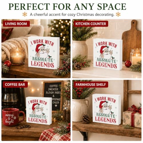I Work With Absolute Legends Sign, Funny Christmas Wood Box Coworker Gift - color: Style 5