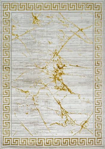 GLORY RUGS Area Rugs Marble 5X7 Cream Gold Carpet Modern Abstract Rug Living Room Dining Bedroom Rug - color: Cream, size: 5' x 7' (Rectangular)