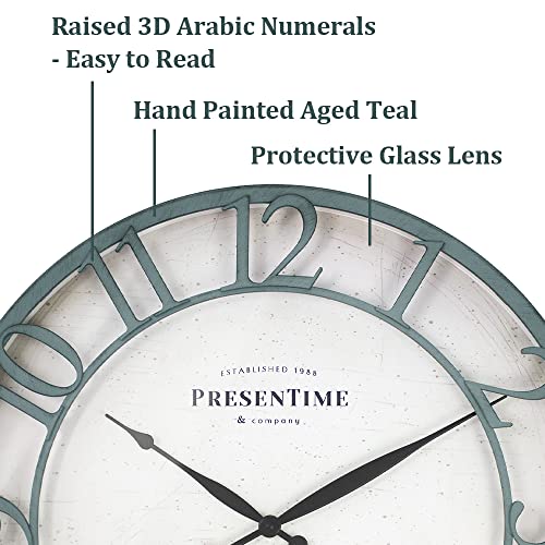 Presentime 21" Farmhouse Series Wall Clock - color: Aged Teal Finish, size: 21 inch