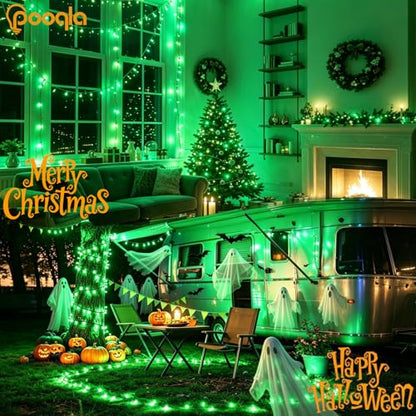 Pooqla Green String Lights Battery Operated, 4x50 LED Halloween Lights - color: Green, size: 50 LED x4