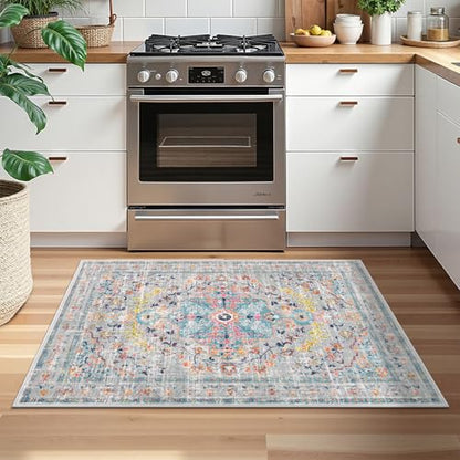 Pauwer Area Rug 2x3, Small Non Slip Washable Entryway Rugs, Grey Multi - color: Grey Multi, size: 2' x 3' (Rectangular)