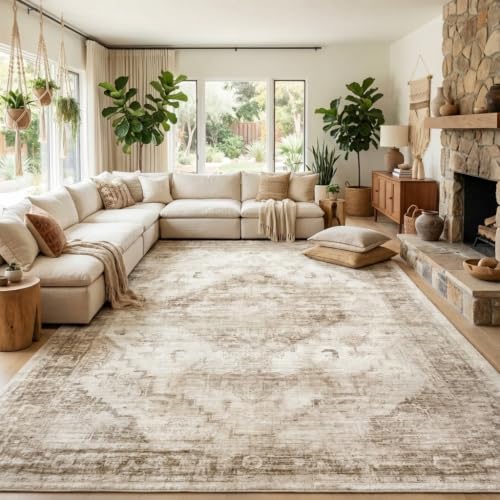 Garvee Beige Boho 8x10 Area Rugs for Living Room Bedroom - color: Beige, size: 8' x 10' (Rectangular)