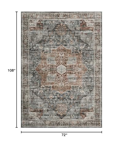 Roxstand 6x9 Washable Area Rug, Non Slip Living Room Rug Grey/Brown/Tan - color: Grey/Brown/Tan, size: 6' x 9' (Rectangular)