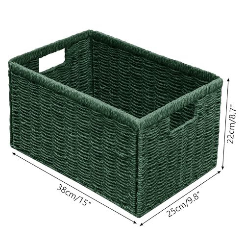 Vagusicc 2 Packs Large Wicker Storage Basket, Closet Storage Baskets Bins for Shelves, Decorative Collapsible Baskets for Organizing Clothes Toy Nursery Bathroom Organizers and Storage, Green - color: Green, size: Large