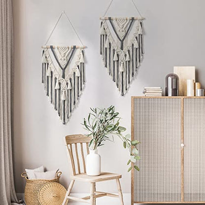 Dremisland Macrame Wall Hanging Boho Geometric Woven Tapestry Wall Decor - color: Grey