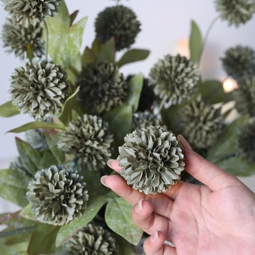 6 Pcs 27"Artificial Pompon Mum Silk Flower Stems for Vase (Dark Gray) - color: Dark Gray