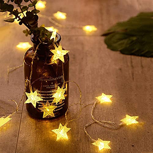 ANJAYLIA 100 LED 32FT Battery Operated Star Lights & Remote, Warm White - color: Warm White 33 FT