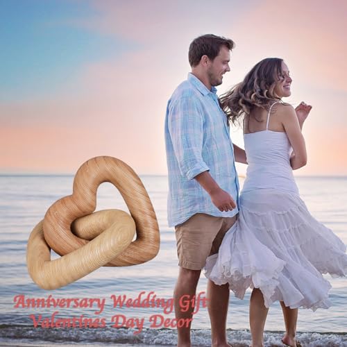Guichifun Resin Heart Wood Finish Sculpture Valentines Day Decor - color: Wood Finish