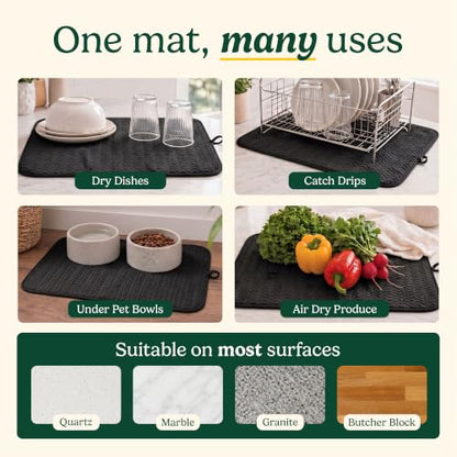 Cuisinart Dish Drying Mat for Kitchen Counter, 2-Pack XL 18"x24" - color: Geostripe Jet Black