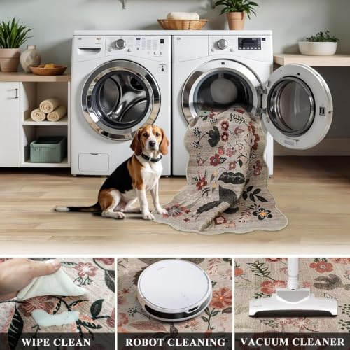2x4 Small Area Rug for Entryway: Washable Non Slip Kitchen Runner Brown - color: Beige-brown, size: 2' x 4' (Rectangular)
