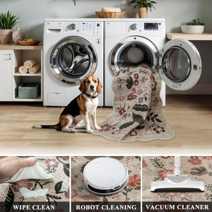 2x4 Small Area Rug for Entryway: Washable Non Slip Kitchen Runner Brown - color: Beige-brown, size: 2' x 4' (Rectangular)