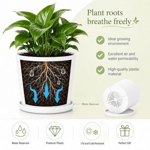 2 Plant Pots Indoor,4.8''+5.5'' Small Flower Pots with Saucers & Drainage - color: White, size: 4.8''+5.5''