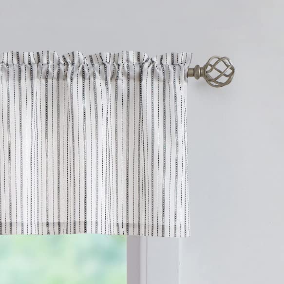 SXZJTEX Black White Striped Valance Curtain Kitchen Bathroom 54W x 15L - color: Black, size: 54"W x 15"L (Pack of 1)