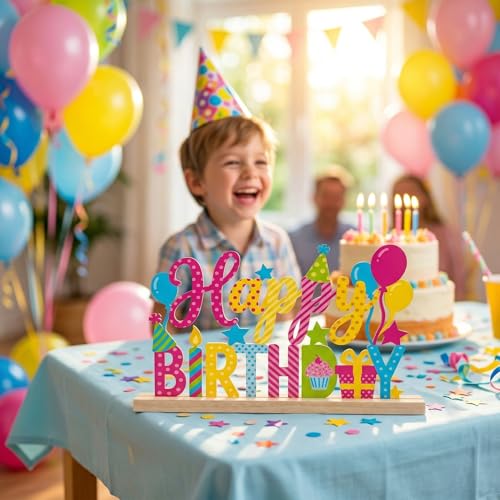 Happy Birthday Table Decor Centerpiece, Birthday Metal Table Sign - style: Happy Birthday