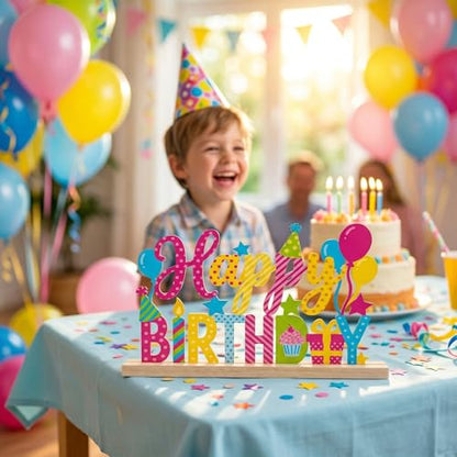 Happy Birthday Table Decor Centerpiece, Birthday Metal Table Sign - style: Happy Birthday