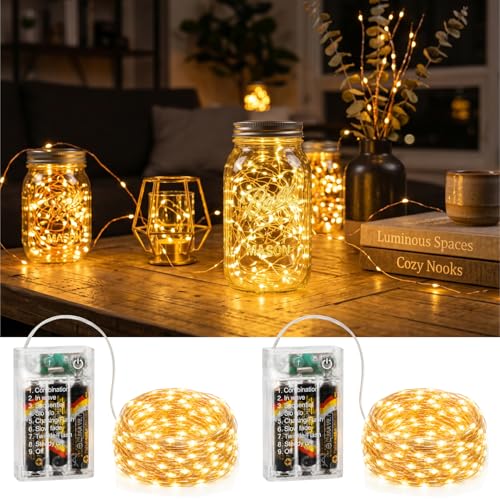 16FT 50LED Fairy Lights Battery Operated (Included), 2 Packs - color: Warm White, size: 2 Pack - Batteries Included