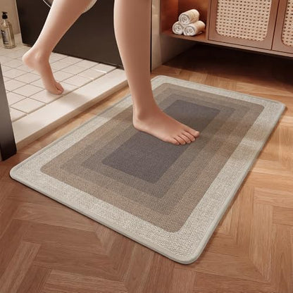 Bath Mat Non Slip,Quick Dry Bathroom Rug Under Door,20"x32",Brown - color: Grid Brown, size: 20" x 32"