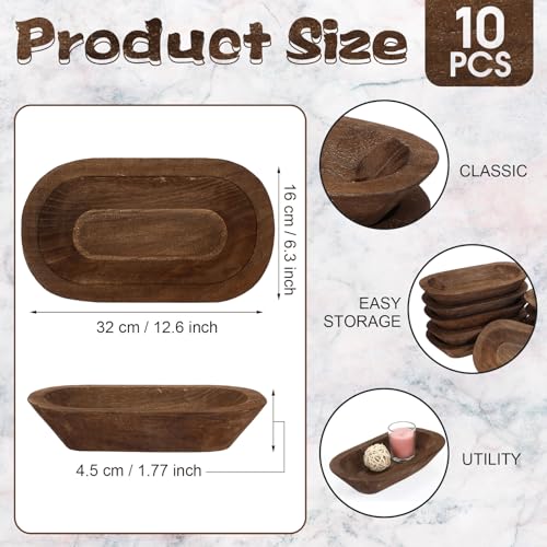 Nuogo 10 Pack 12.5 Inches Wooden Dough Bowls Bulk Rustic Bowls, Brown - color: Brown, size: 12.5 Inches
