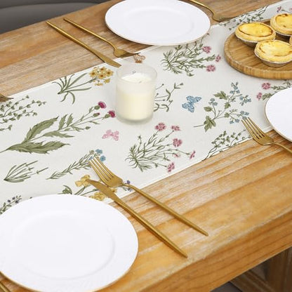 ONFAON Spring Decorations for Home,Spring Table Runner 13x72 Inch Wildflowers Floral,Seasonal Summer Home Kitchen Dining Room Table Decorations - size: Spring01