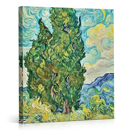 APOHBGV Cypress Trees Impressionist Canvas Wall Decor, Abstract Nature Artwork Suitable for Living Room Bedroom Office Studio Home Decoration, 8x10 Inch - color: Home13