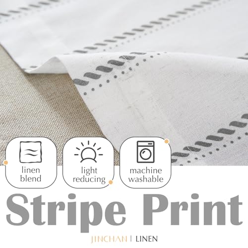 jinchan Stripe Linen Window Valance Curtain, 50x16, 1 Panel, Grey - color: Nautical Striped Grey on White, size: 50"W x 16"L (Pack of 1)