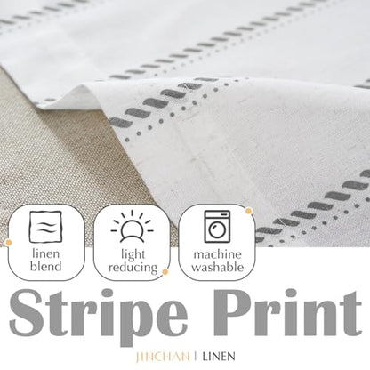 jinchan Stripe Linen Window Valance Curtain, 50x16, 1 Panel, Grey - color: Nautical Striped Grey on White, size: 50"W x 16"L (Pack of 1)