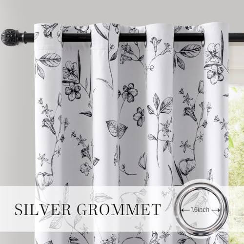 ChrisDowa 100% Blackout Floral Curtains 63 Inches Long 2 Panels,Black - color: Black, size: 52"W x 63"L (Pack of 2)