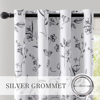 ChrisDowa 100% Blackout Floral Curtains 63 Inches Long 2 Panels,Black - color: Black, size: 52"W x 63"L (Pack of 2)