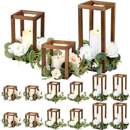 Yaomiao 12 Pcs Wooden Candle Lanterns Bulk