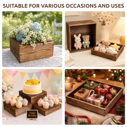 Arttown 6-Pack Buffet Risers and Stands for Food Display Wood Risers