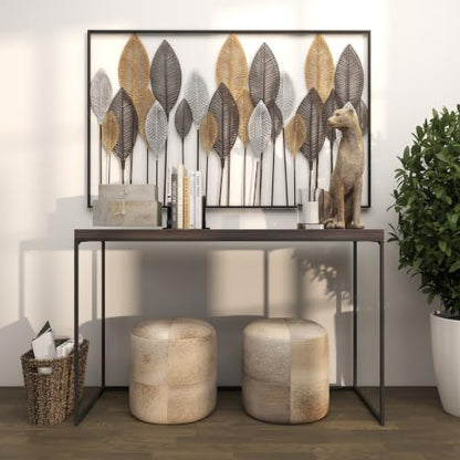 Deco 79 Metal Leaf Wall Sculpture, Wall Art 59" x 1" x 37" Bronze - color: Bronze, size: 59"L x 1"W