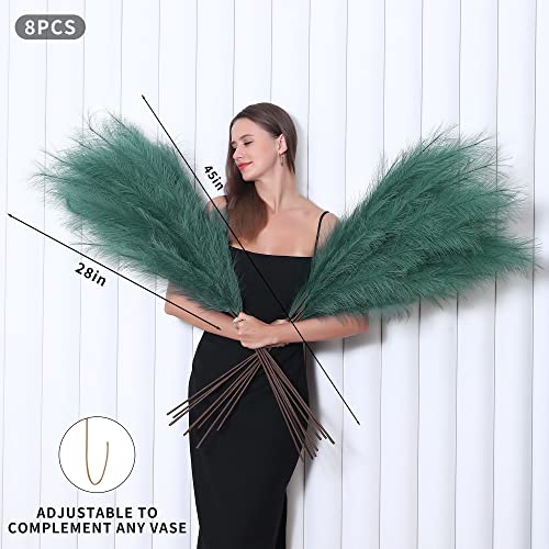 Wertuirk 8 Pcs 45 inch Tall Faux Green Pampas Grass Decor - color: Green