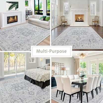 Washable Rugs 8x10 Area Rugs for Living Room,Bedroom,Dining Room,Playroom - color: Grey/Cream/White/Light Blue, size: 8' x 10' (Rectangular)