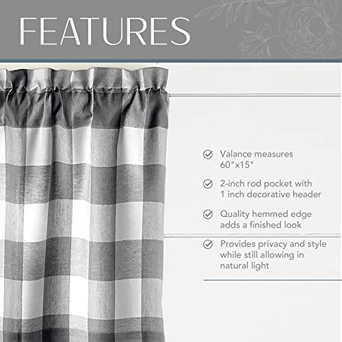 Farmhouse Living Buffalo Check Window Valance, Black/White - 60" W x 15" L - color: Black/White